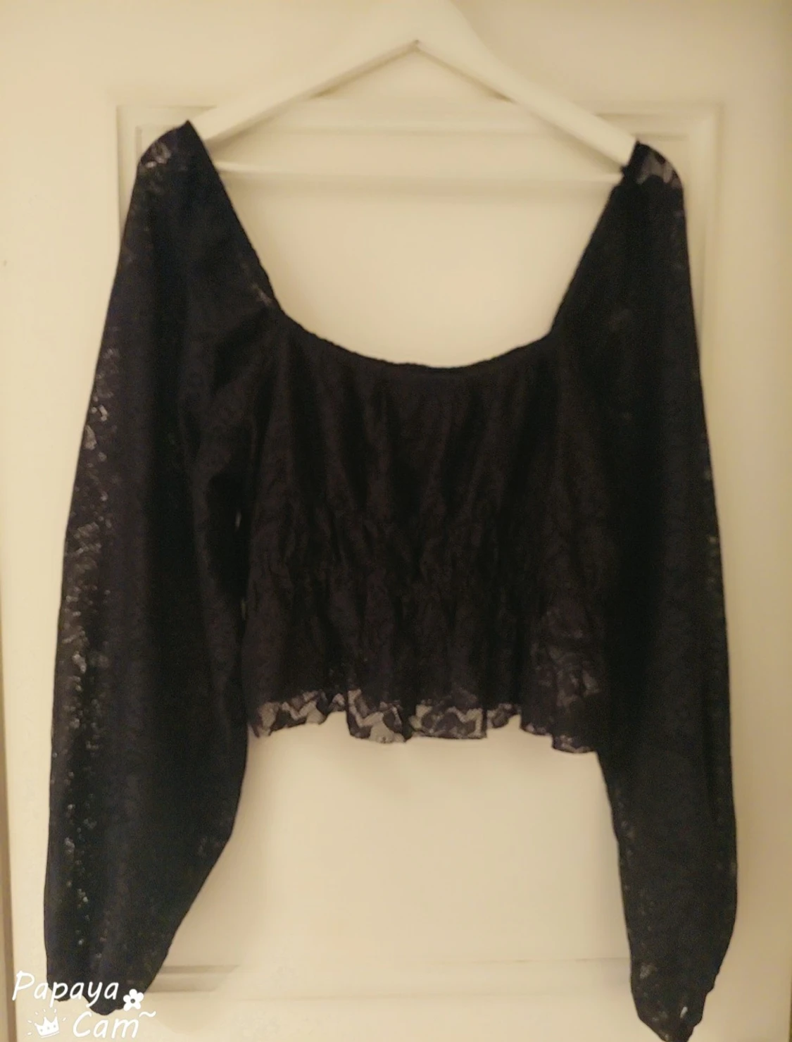 Svart spetsblus Gina Tricot XL