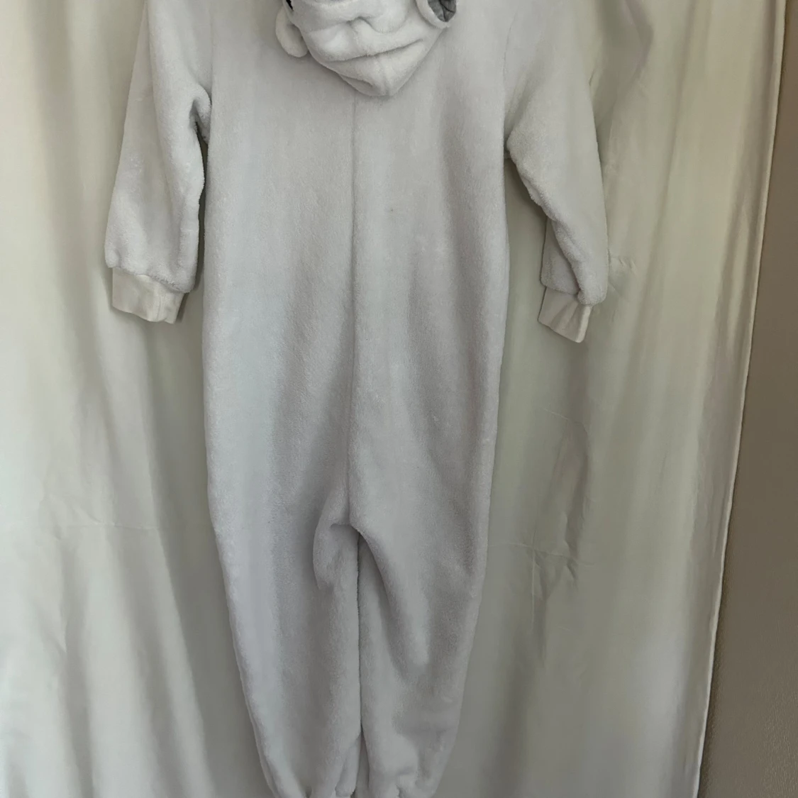 Vit fleece jumpsuit med huva - 1