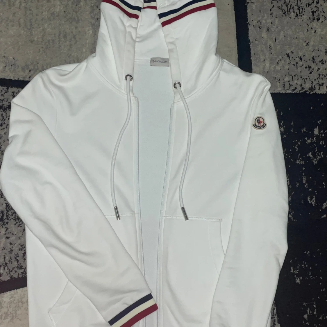 Vit Moncler hoodie med dragkedja - 4