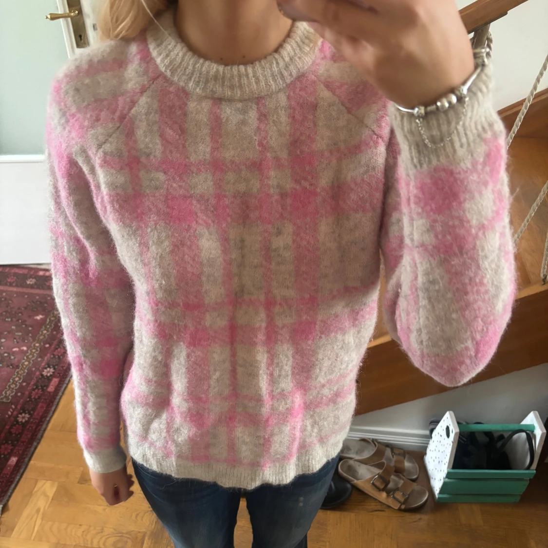 Rutig stickad tröja Carin Wester XS