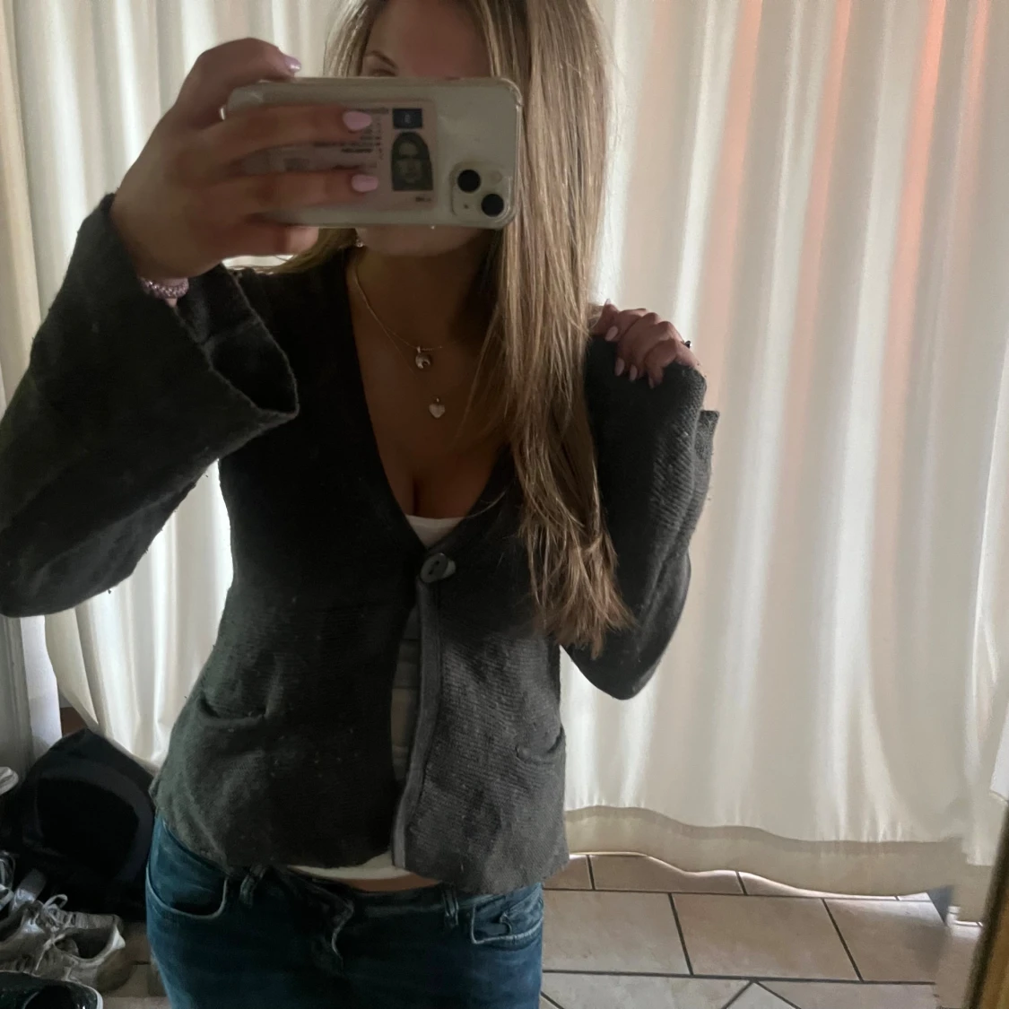 Mörkgrå stickad kofta från Part Two