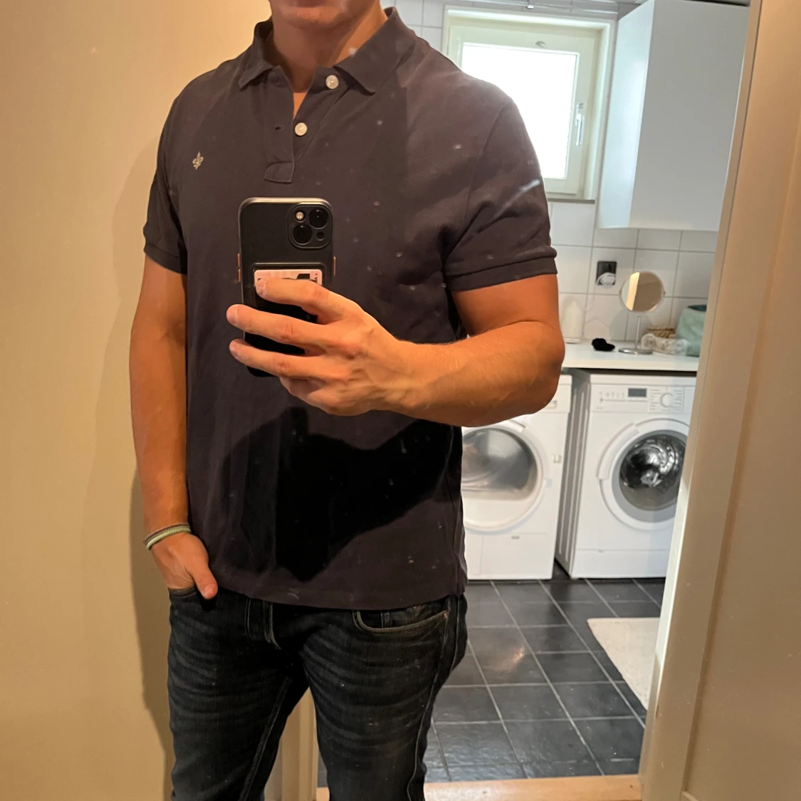 Blå pikétröja från Morris large