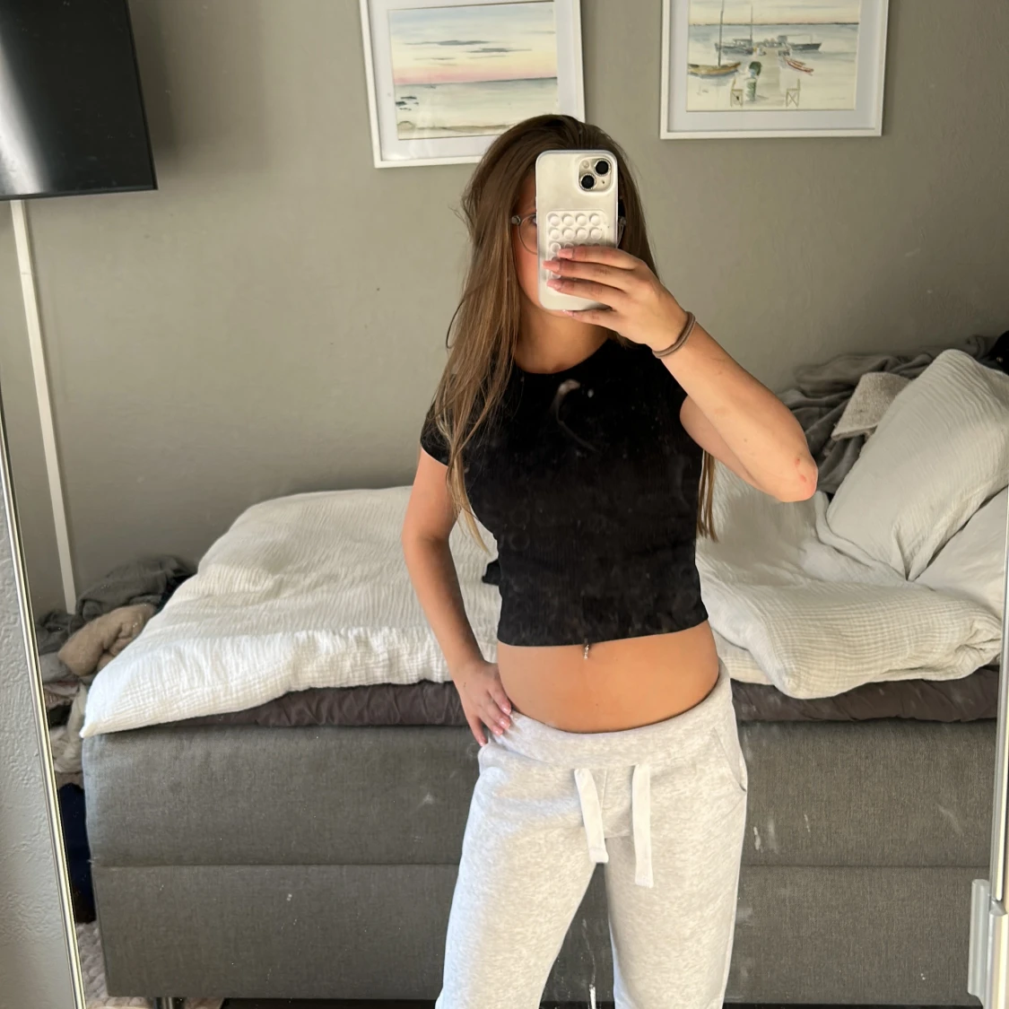 Svart ribbad topp H&M