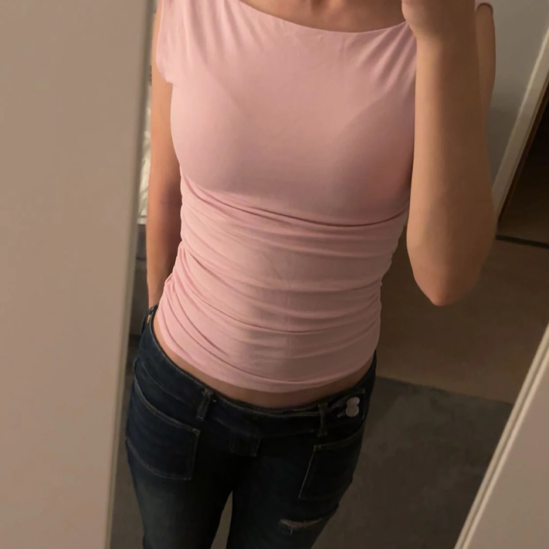 Ljusrosa offshoulder topp 