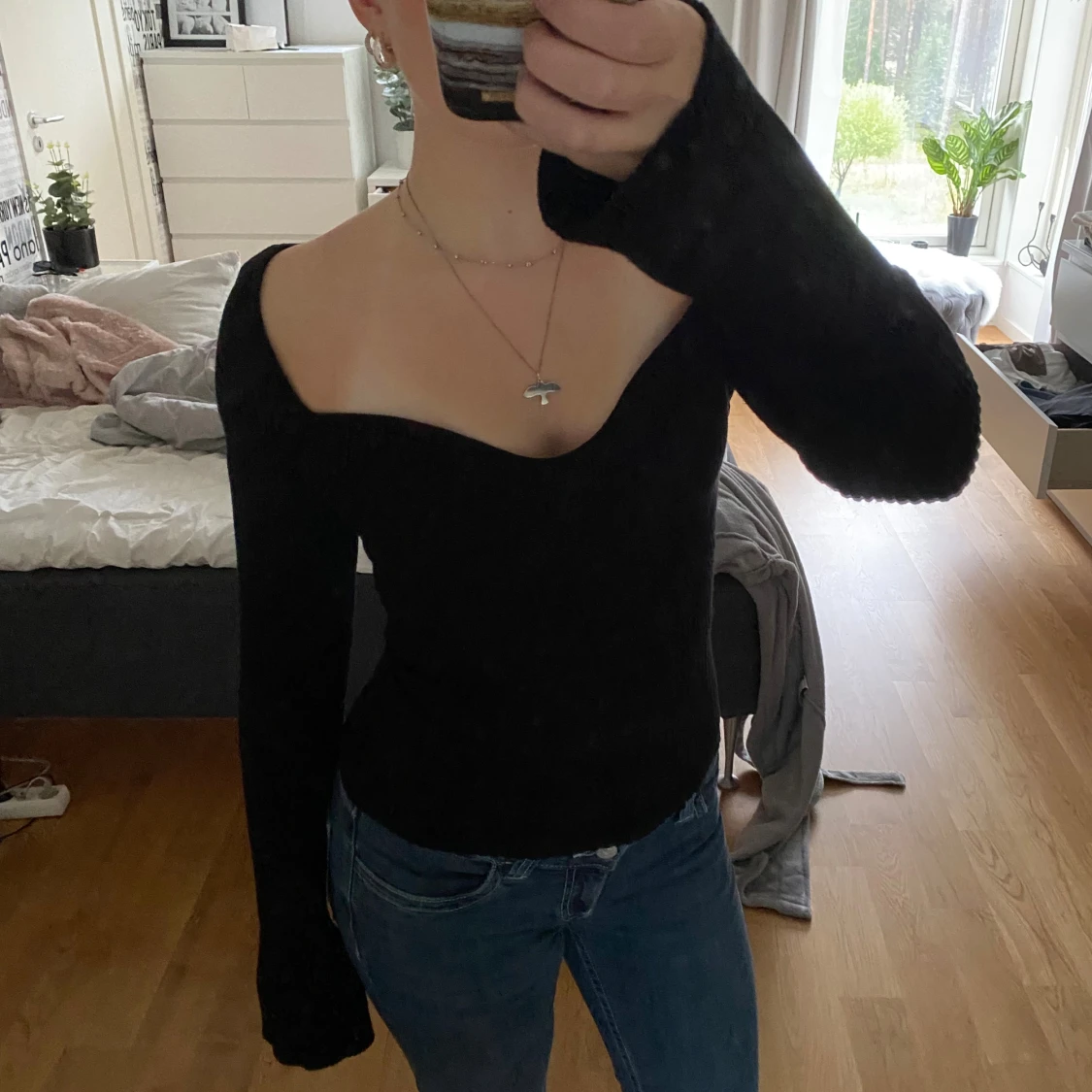 Svart ribbad topp från H&M - 1