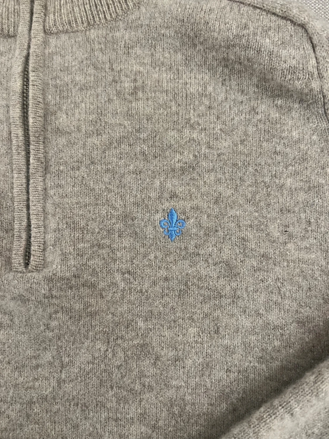 Grå stickad half zip-tröja Morris - 1