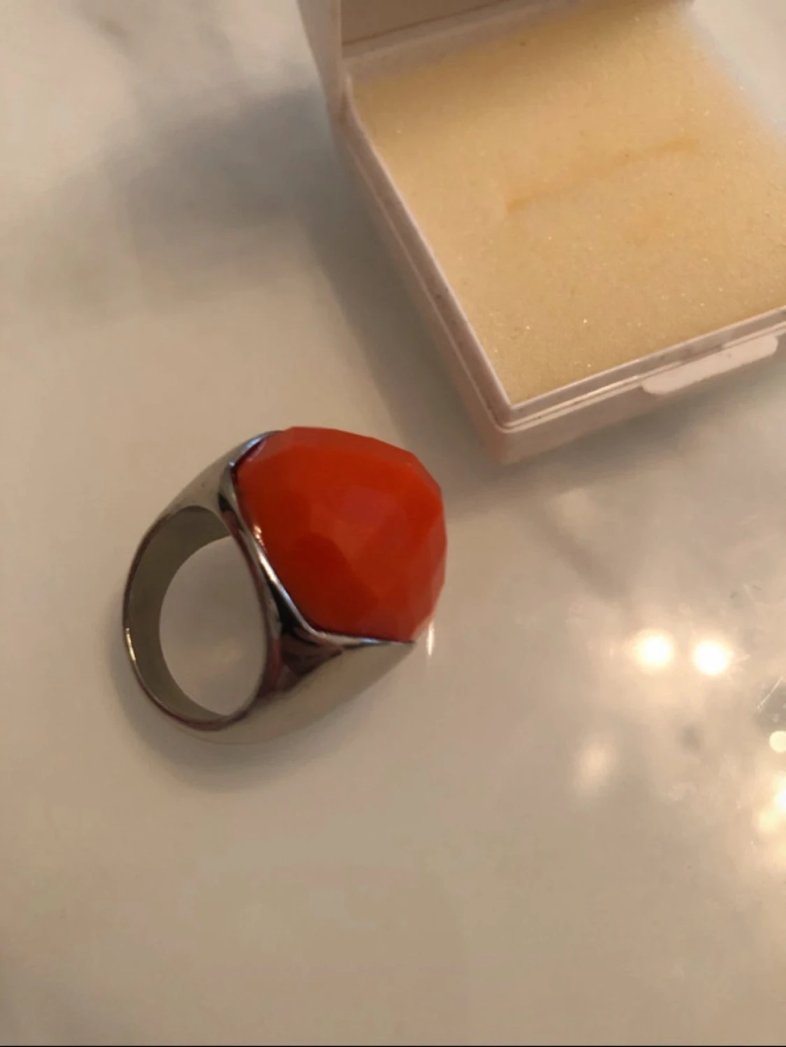 Statementring med orange sten - 1