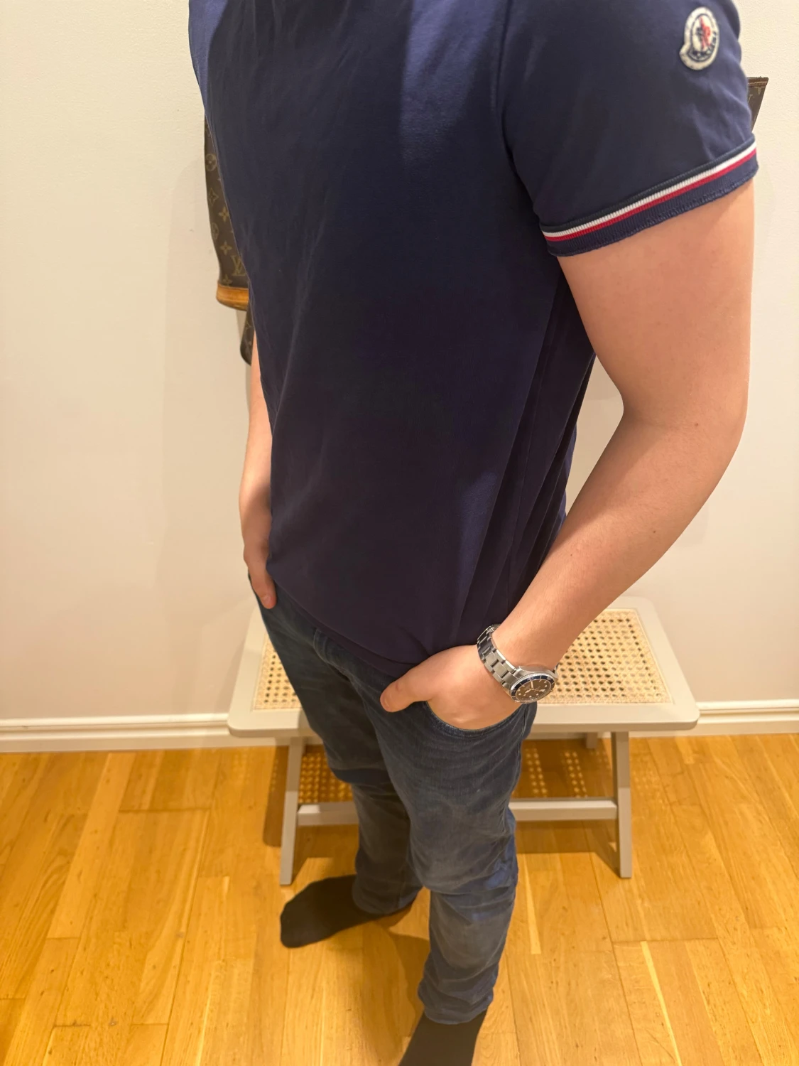 Mörkblå Moncler t-shirt med logga