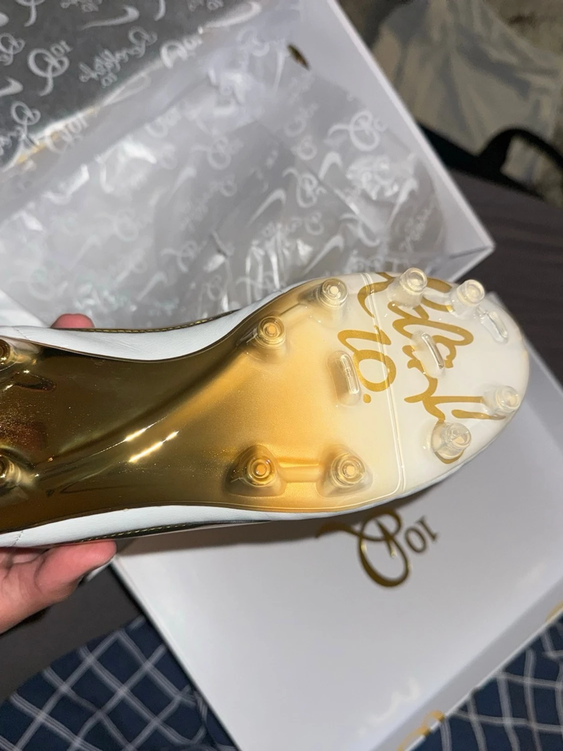 Nike Ronaldinho 10R fotbollsskor vit/guld - 3