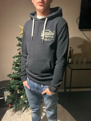 Superdry tröja med guldiga detaljer  - Säljer en super snygg superdry tröja med ett jädrans fett drak tryck på baksidan, stilren och super snygg passform. Inga defekter. Detta är ett vardagligt plagg som är super chill. Skriv om ni har frågor eller funderingar ‼️