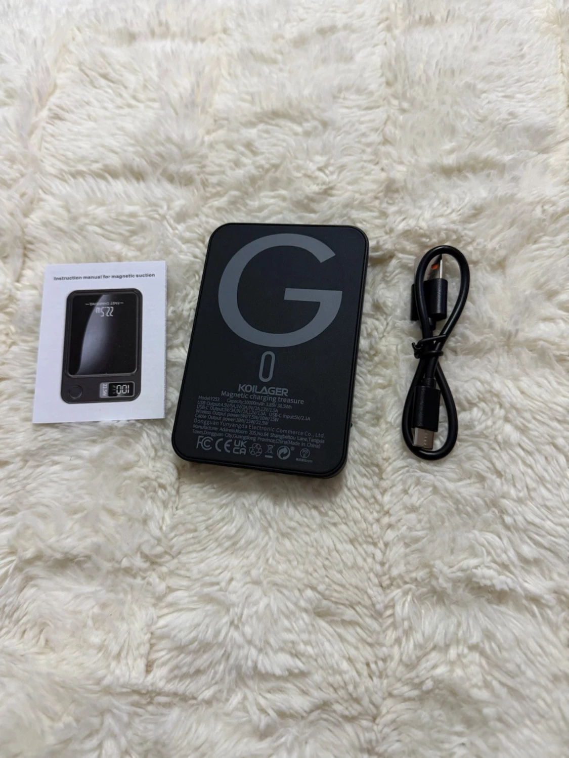 Svart trådlös powerbank 22.5W med display - 2