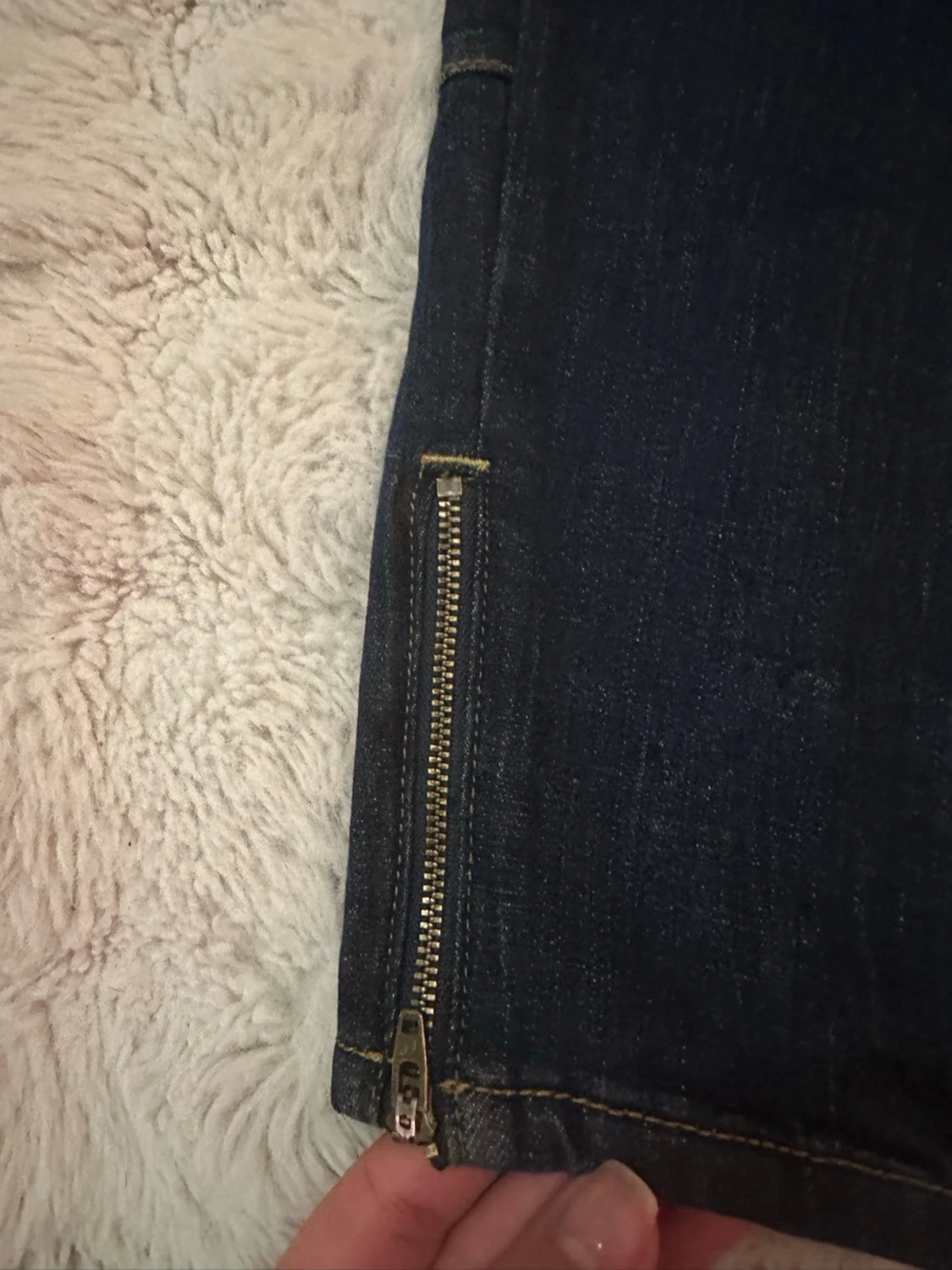 Mörkblå lågmidja  cargopants med fickor - 4