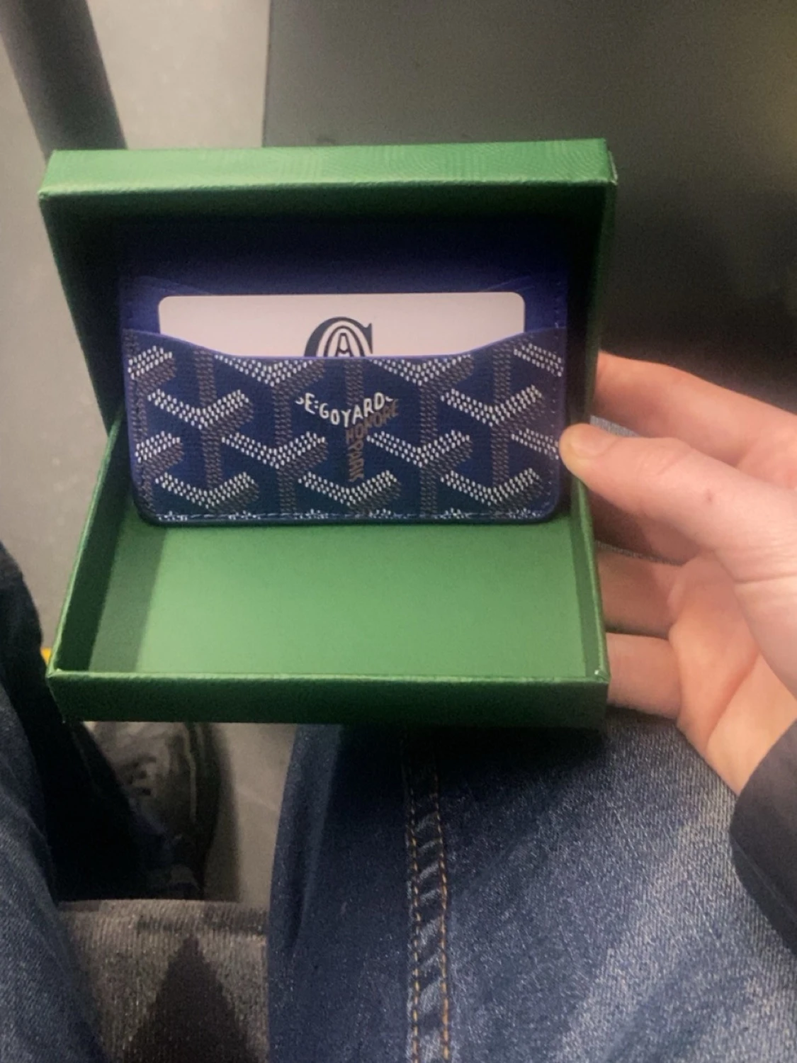 Blå korthållare med mönster - Gjord i läder och väldigt smidig - 2