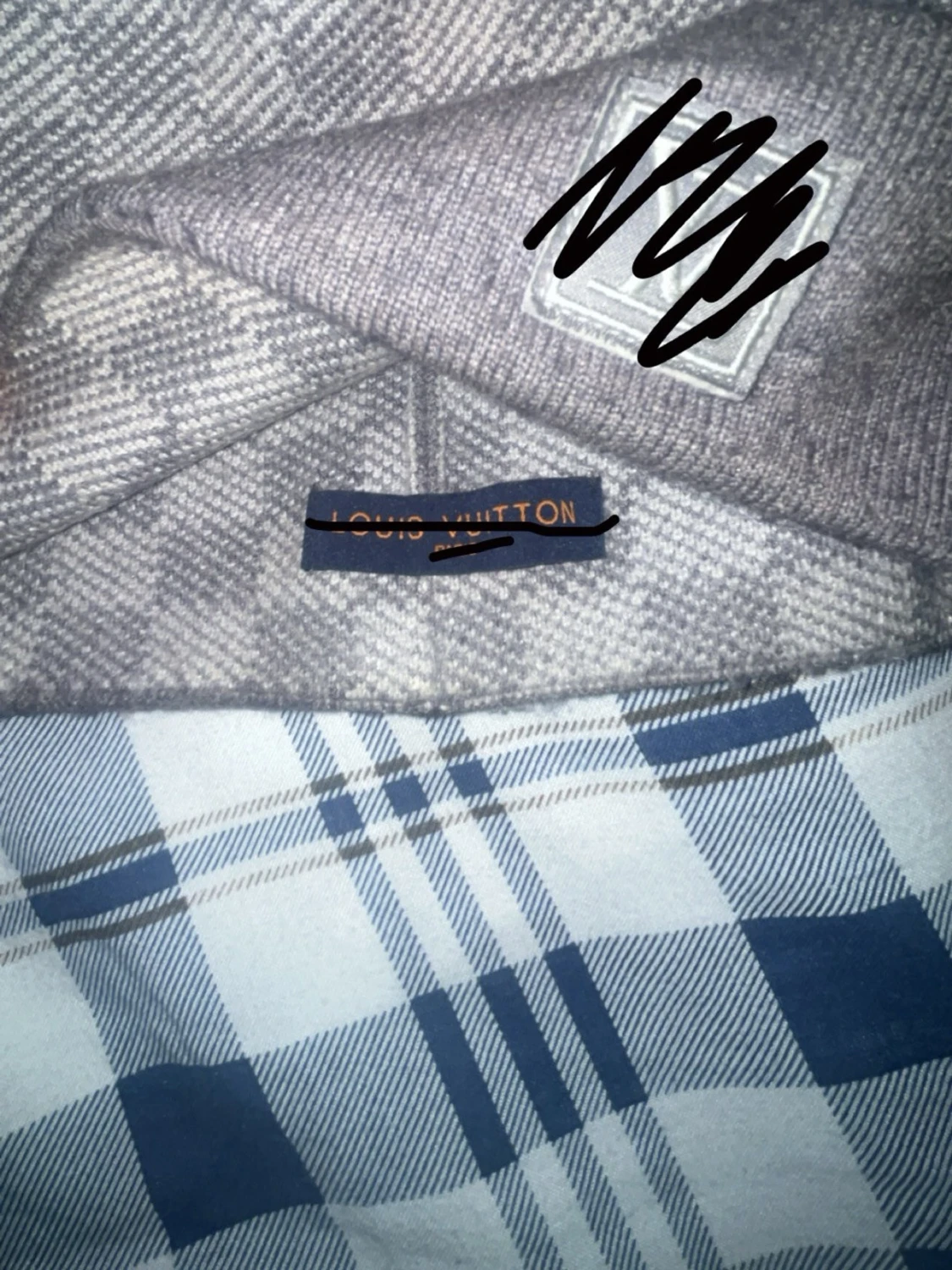 Grå mönstrad beanie med uppvik - 2