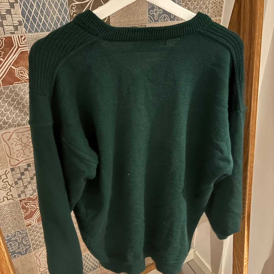 Mörkgrön stickad Lacoste tröja L - 3