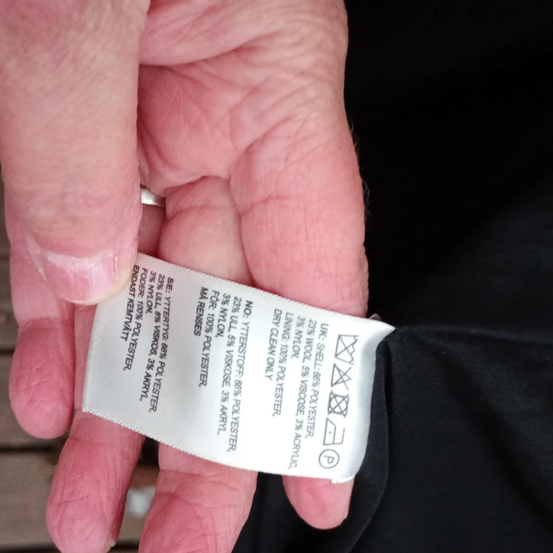 Svart lång ullkappa med bälte stl M - 2