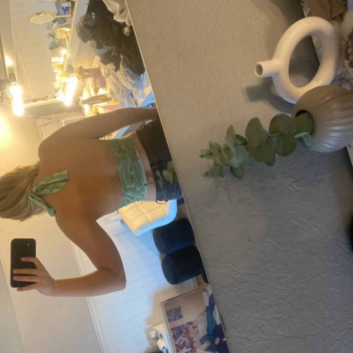 Grön swirl halterneck croppad topp - 3