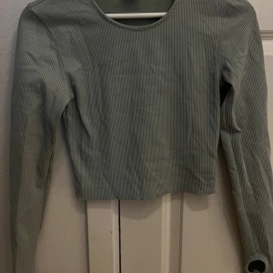 Ljusgrön ribbad topp från Gina Tricot - Säljer en ljusgrön långärmad topp från Gina Tricot i storlek S. Toppen har ett ribbat tyg med tunna vertikala ränder och en rund halsringning. Perfekt för dig som gillar enkel och stilren design.
