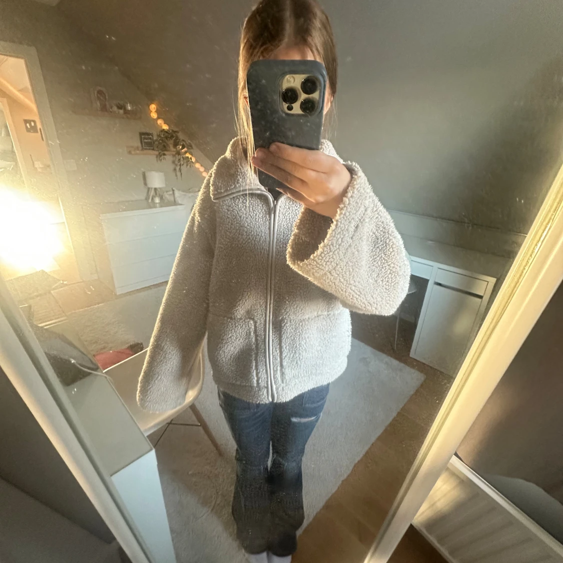 Beige teddyjacka från 157, XS - 1