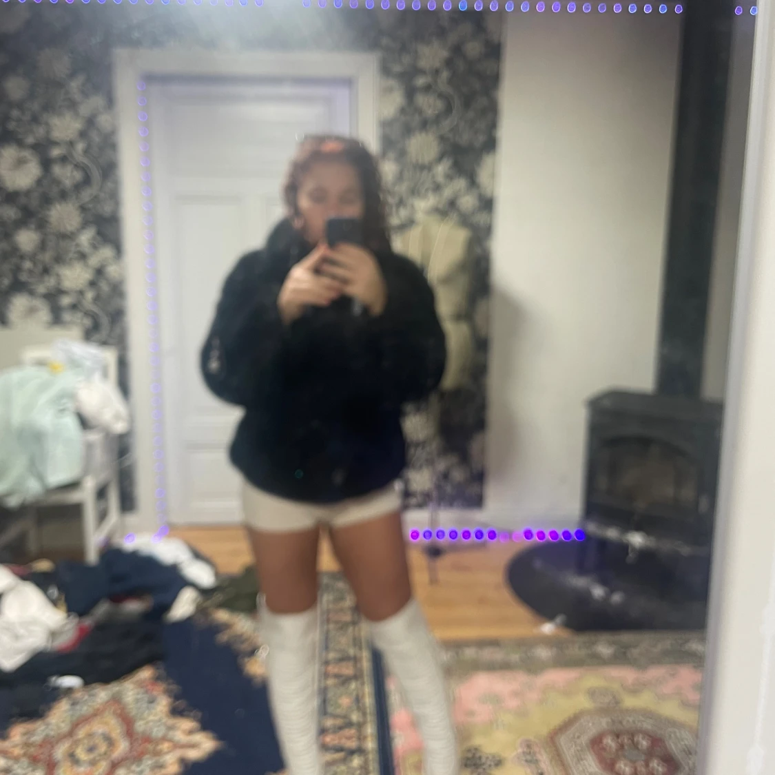 Svart pälsjacka med krage - 2