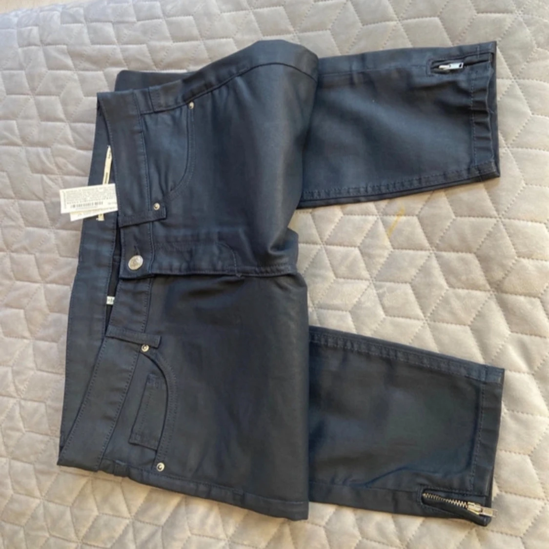 Mörkblå slim byxor från Zara Woman - 4