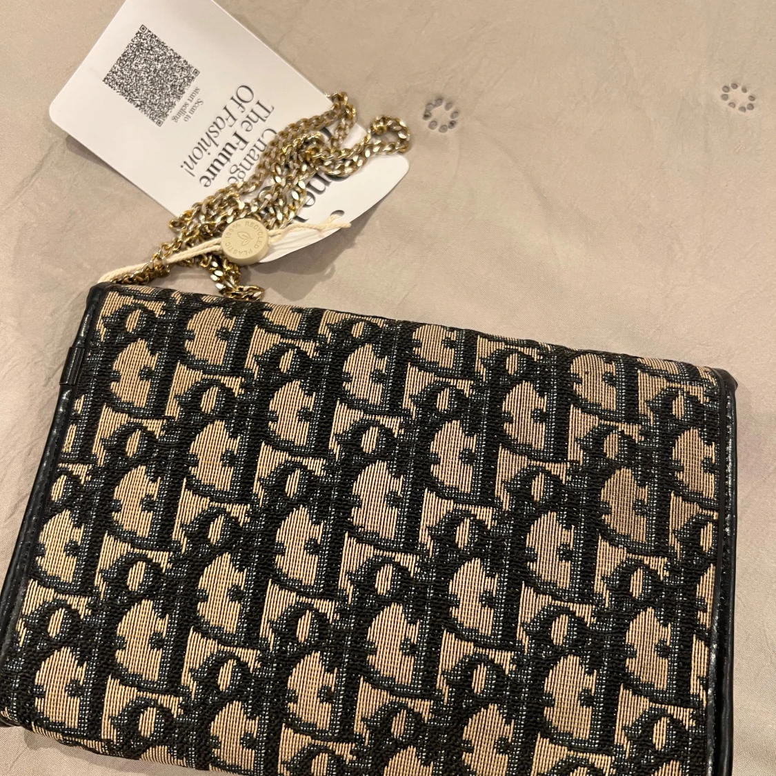 Dior axelväska med kedja och monogram - 2