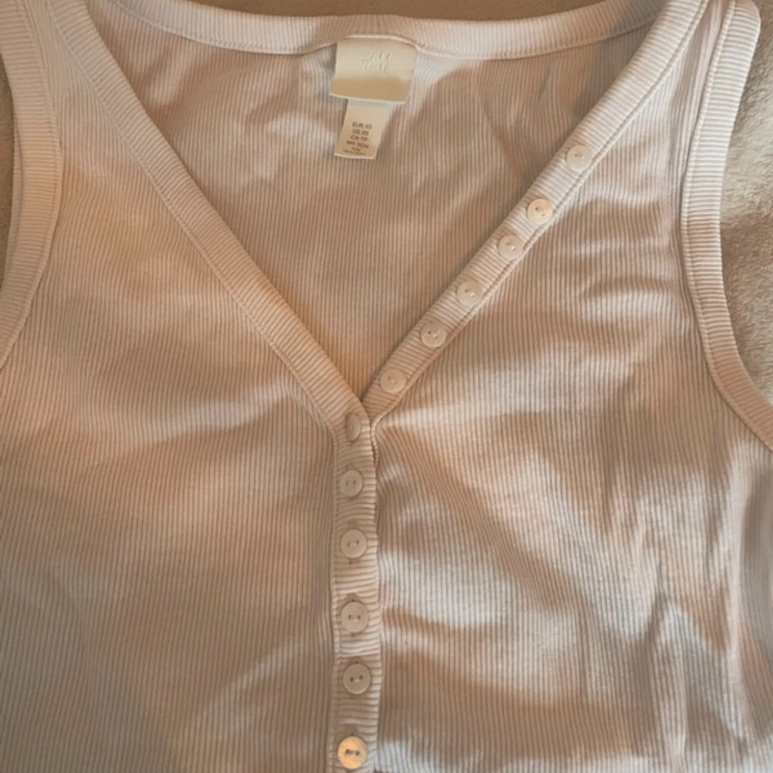 Vit ribbad linnetopp från H&M - 1