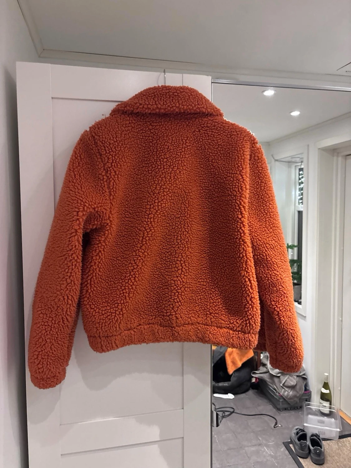 Orange teddyjacka med dragkedja - 1