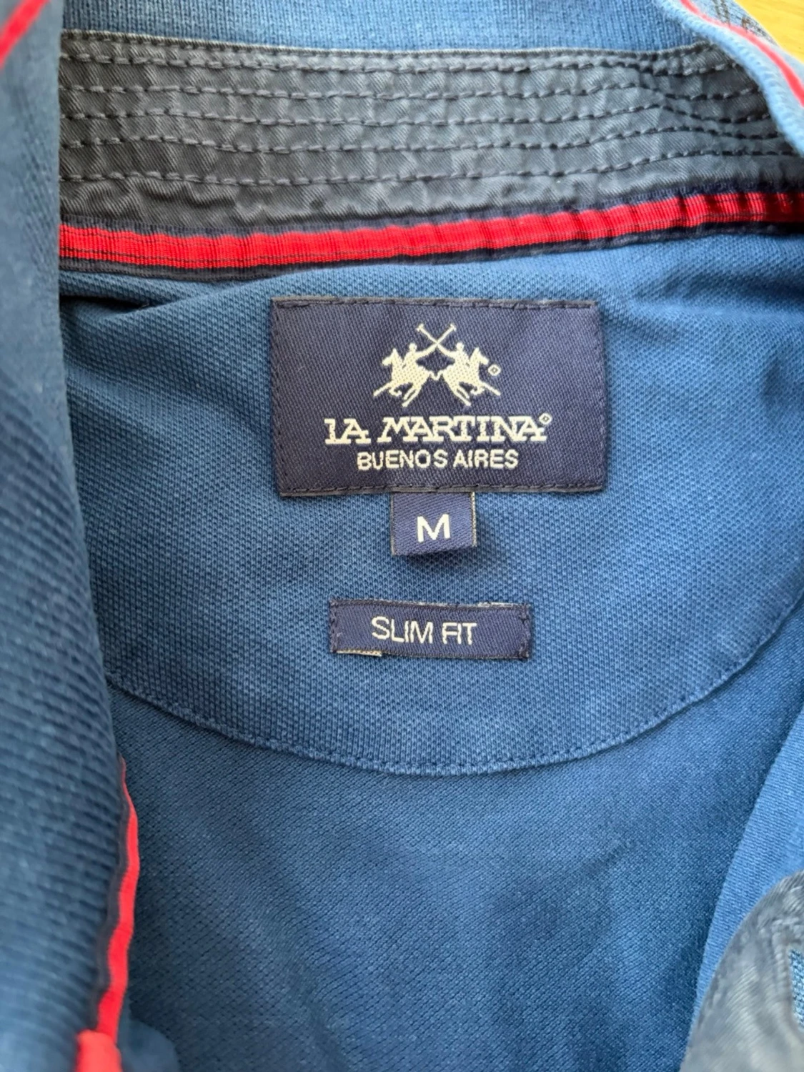 La Martina blå pikétröja, storlek M - 2