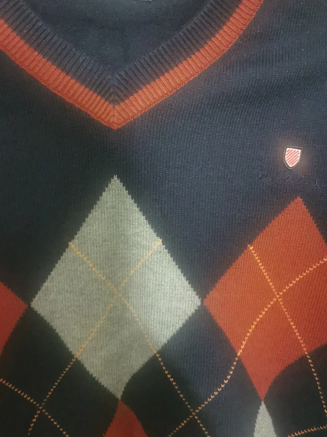 Mörkblå argyle stickad tröja Brokedale - 1