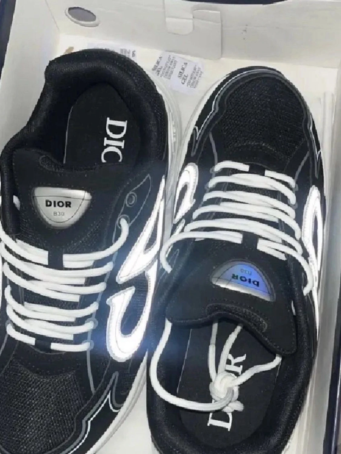Dior B30 svarta sneakers med vit logga - 1