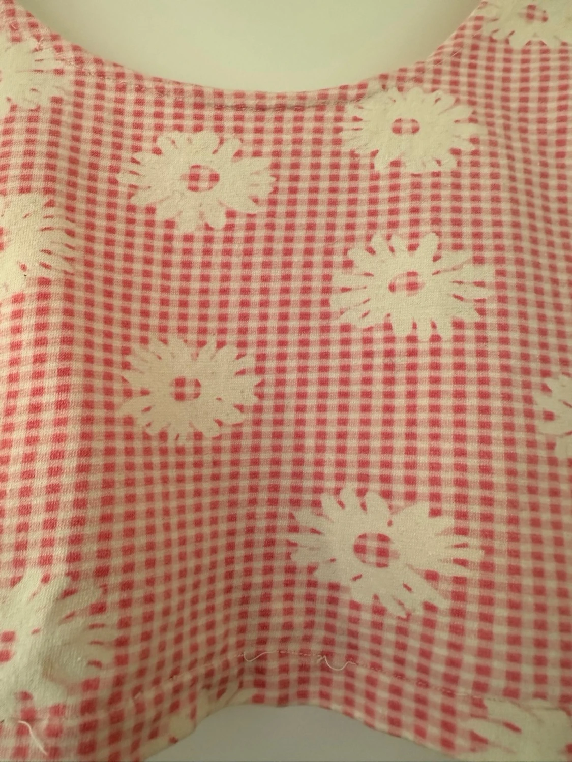 Rutig rosa croppat linne - 2