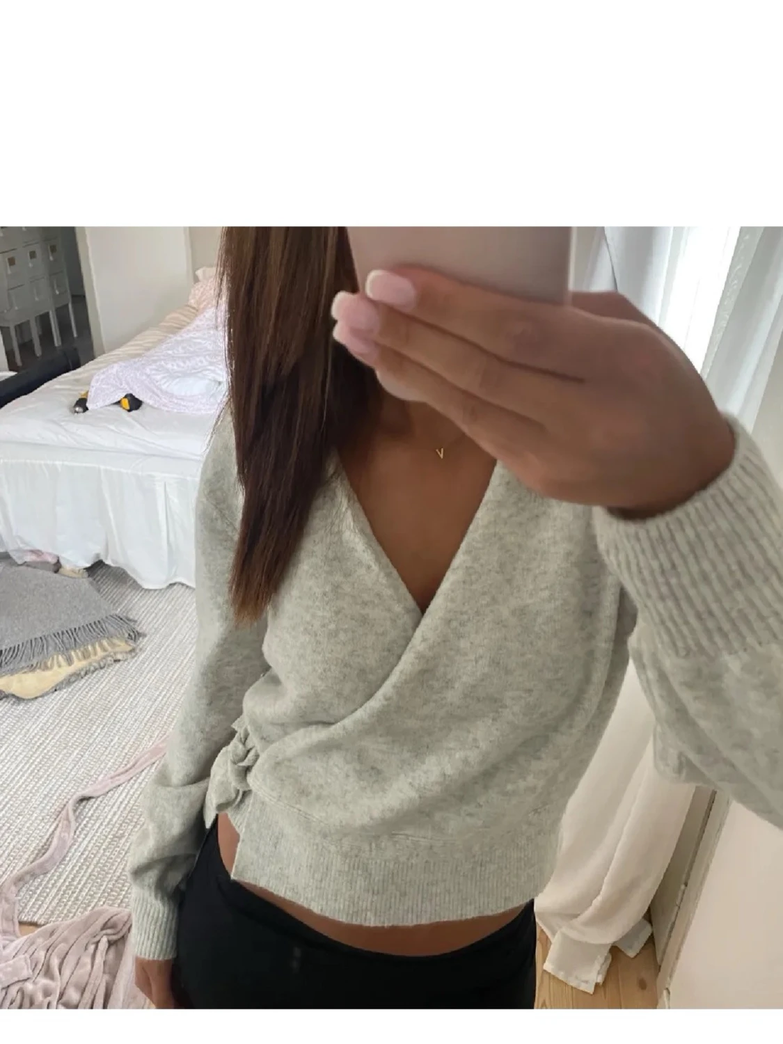 Grå omlott kofta från & other stories