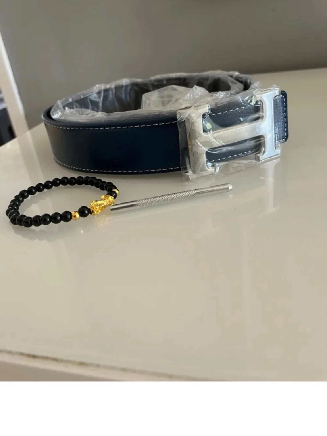 Mörkblått H bälte 