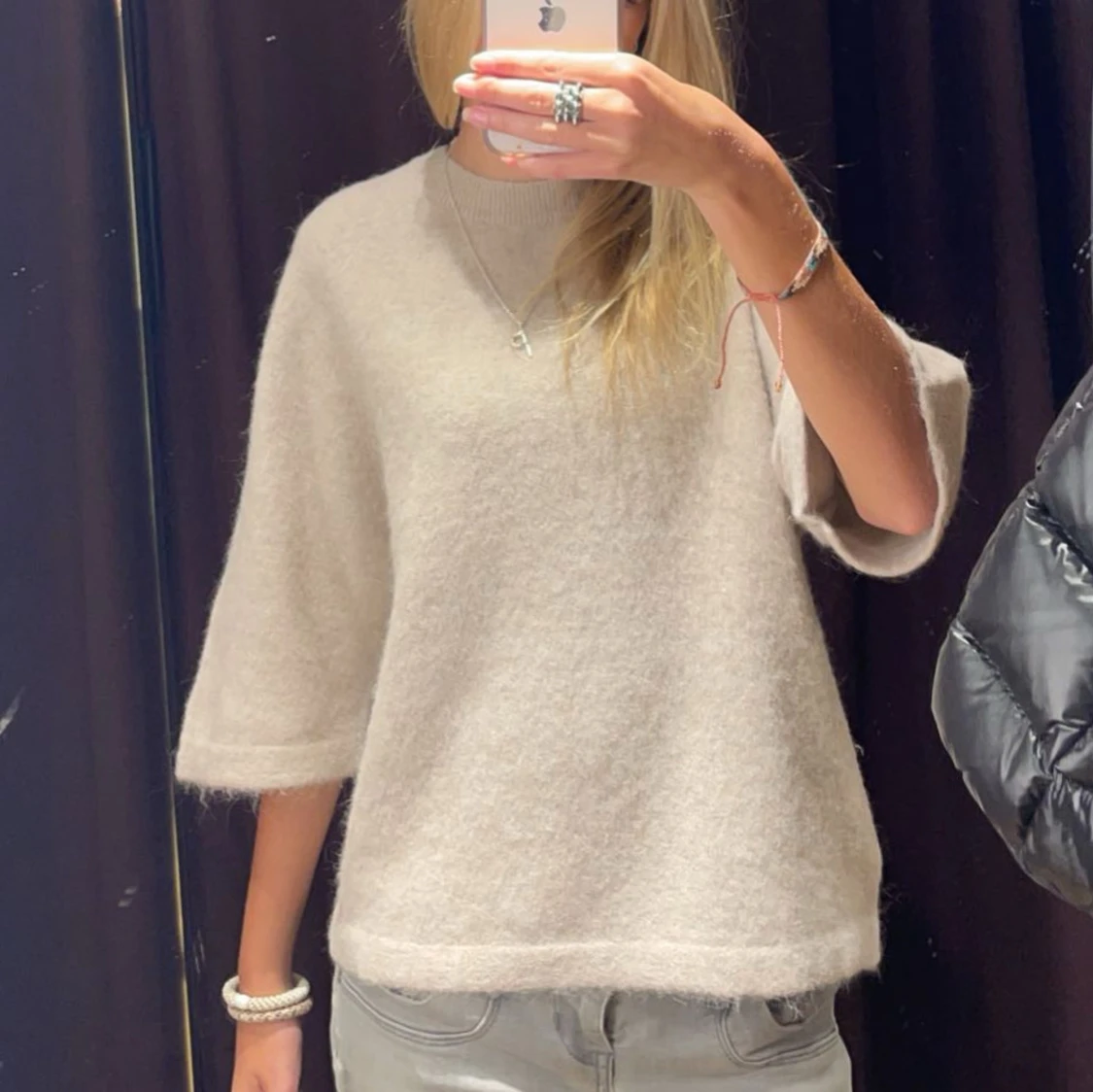 Beige stickad tröja - 1