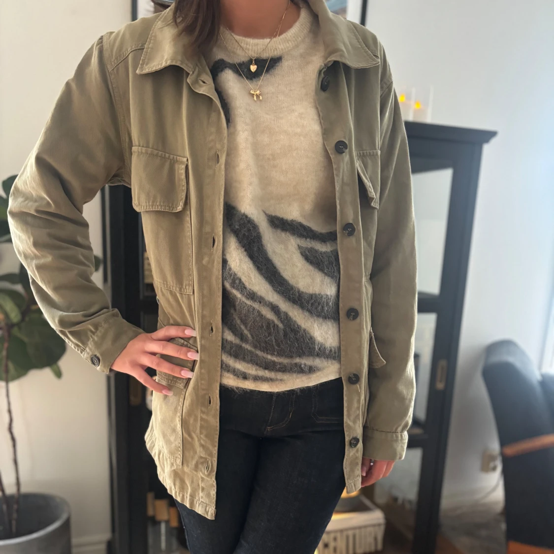 Grön jacka med bälte - 2