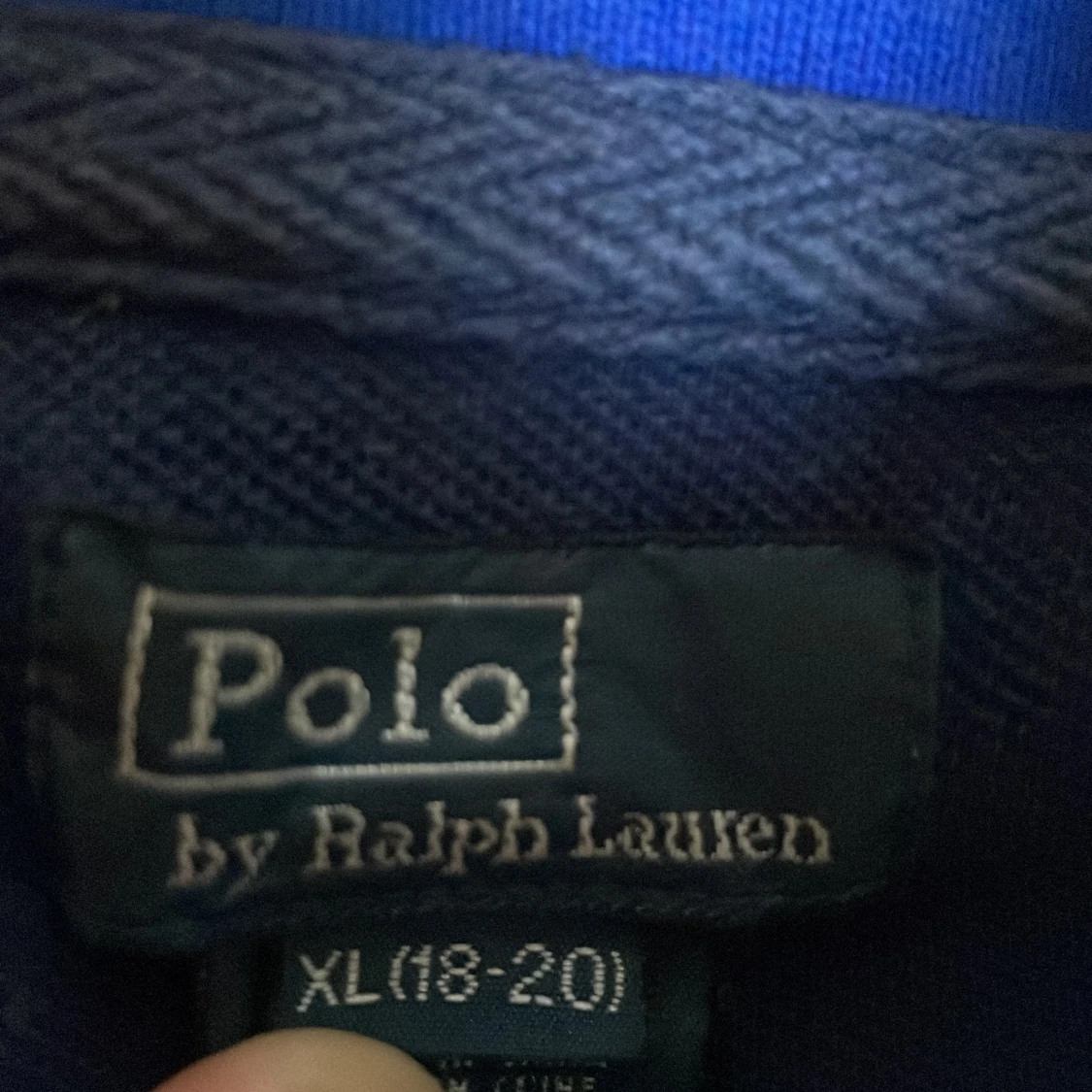 Vit och marinblå pikétröja Ralph Lauren - 2