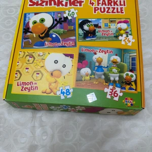 Limon ile Zeytin 4 Farklı Puzzle - Upptäck fyra roliga pussel med de populära karaktärerna Limon och Zeytin! Perfekt för dig som gillar färgglada figurer och utmaningar. Varje pussel har olika antal bitar (24, 36, 48, 60) och passar barn från 5 år.