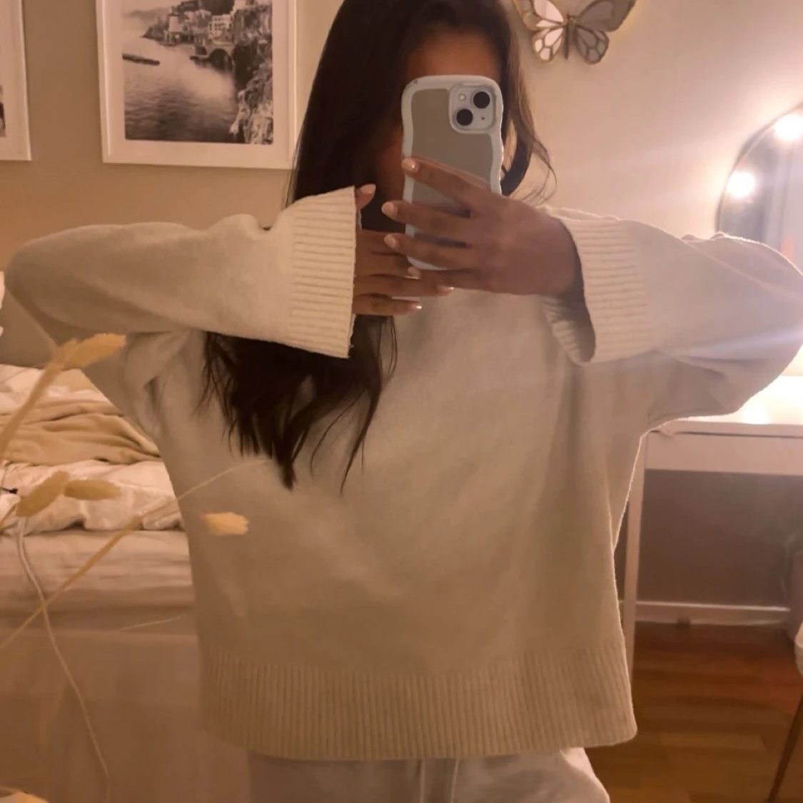 Oversized vit stickad tröja