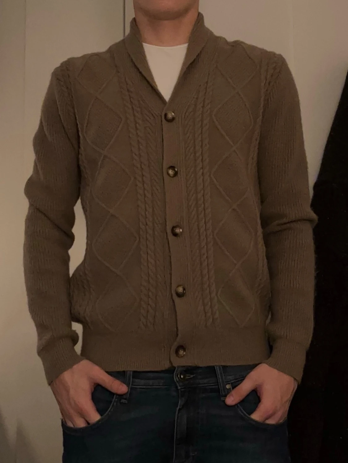 Beige stickad kofta - 3