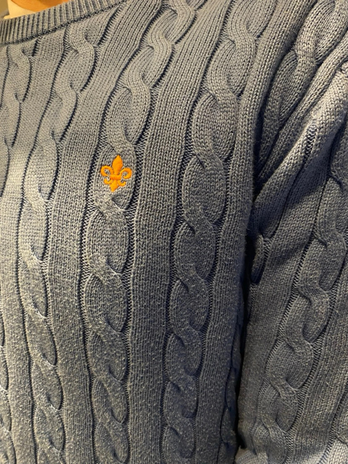 Ljusblå kabelstickad tröja Morris - 2