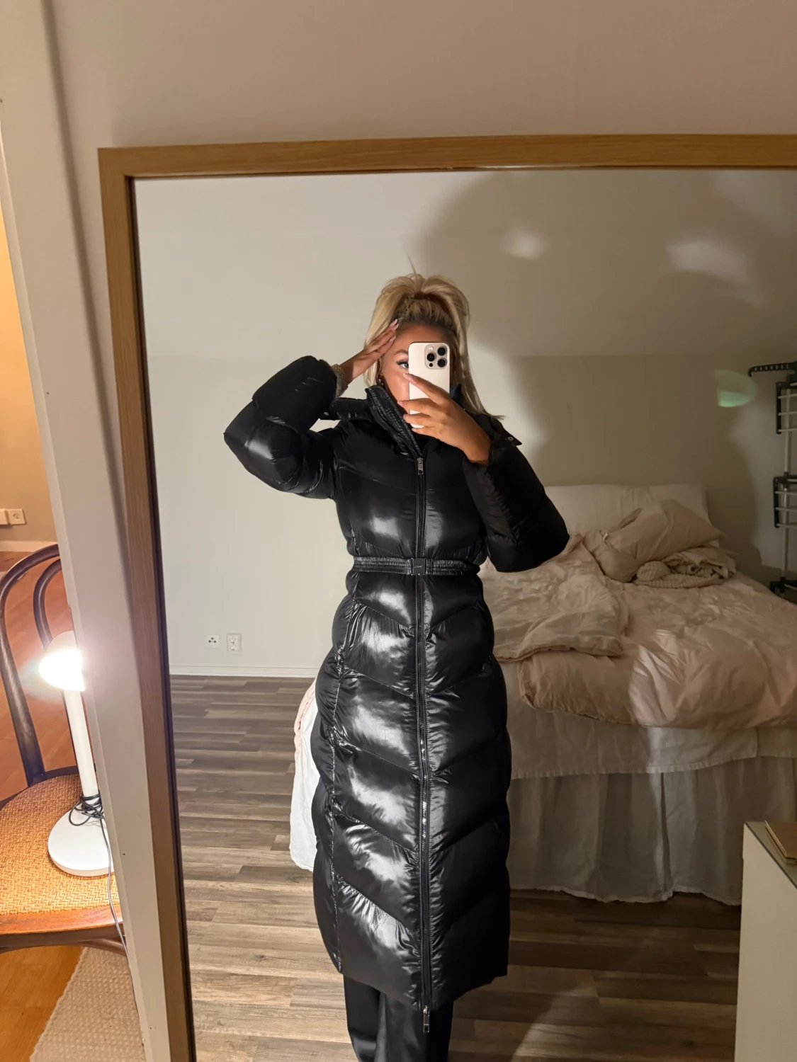 Svart lång pufferjacka BOSS - 2