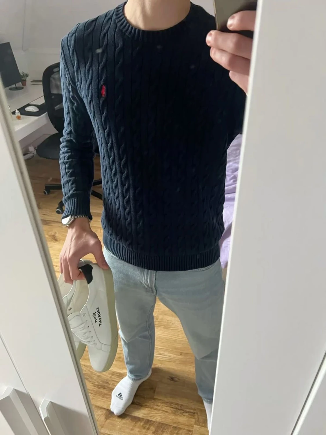 Mörkblå stickad tröja från Ralph lauren  - 1