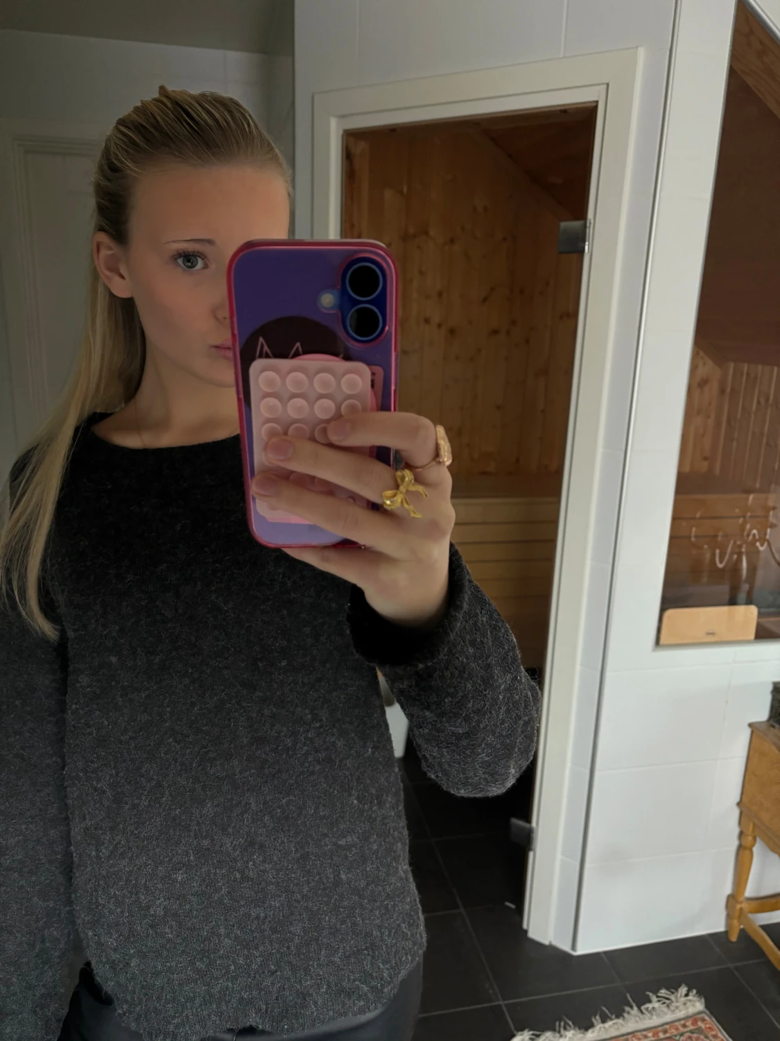 Mörkgrå stickad tröja  - 3