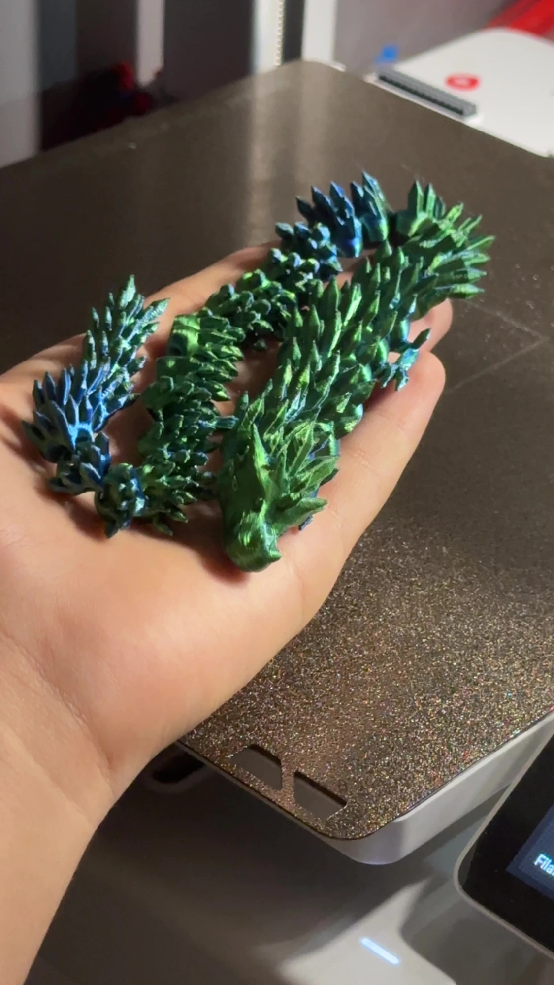 Grönblå drake 3D-printad - 1