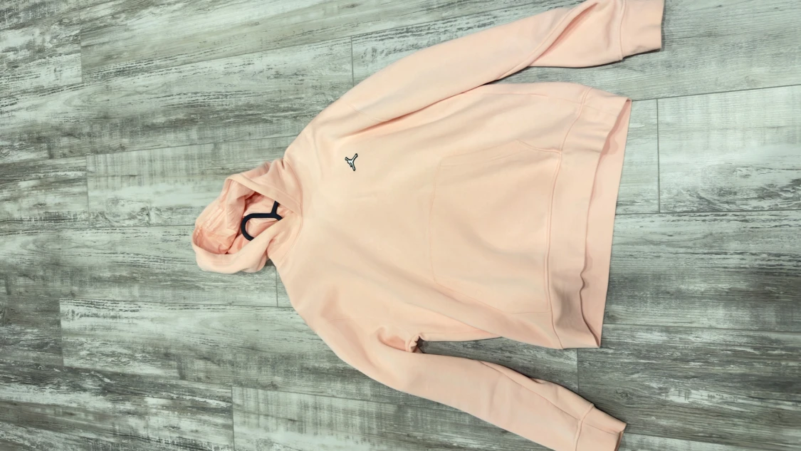 Ljusrosa Jordan hoodie med huva - 1