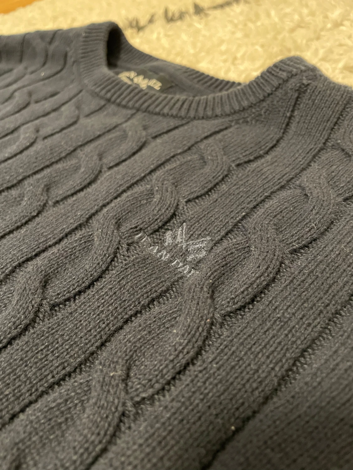 Mörkblå kabelstickad tröja Jean Paul - 3