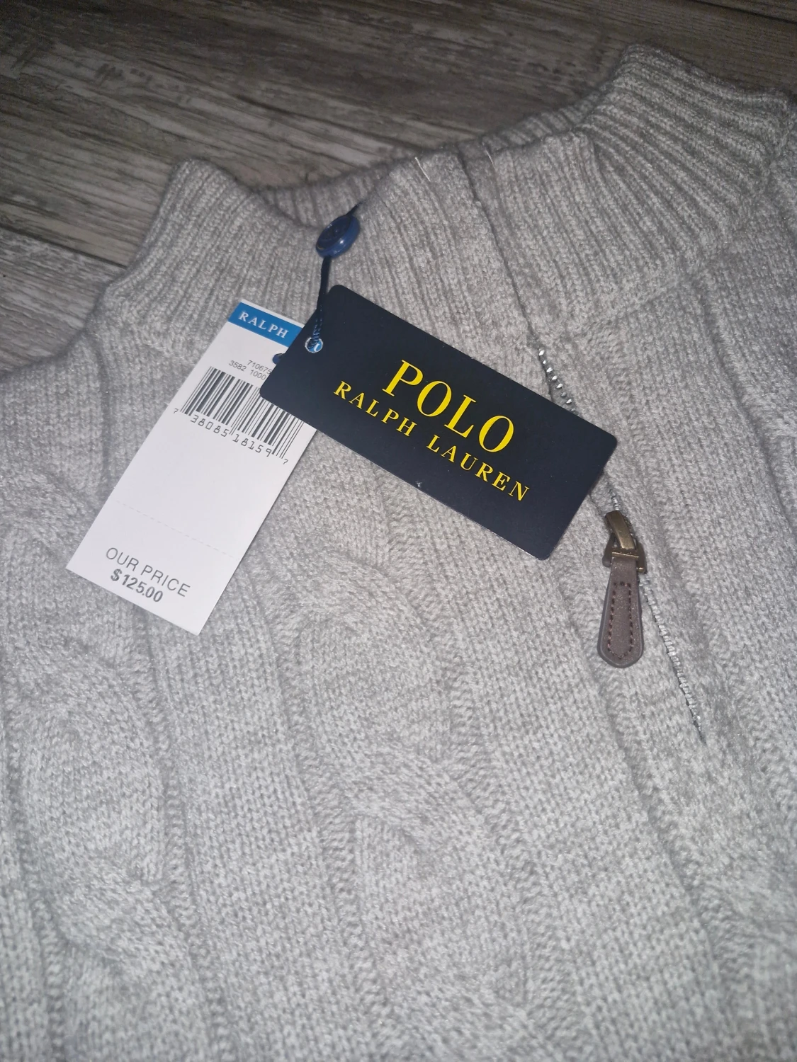 Grå stickad tröja Polo Ralph Lauren Halv zip - 1