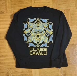 Roberto Cavalli Tröja - Cavalli class långärmad för män. Svart tröja med guldiga detaljer, väldigt elegant. Tröjan är i storlek L och fantastiskt skick, använd en gång (nyskick). PRIS KAN DISKUTERAS!