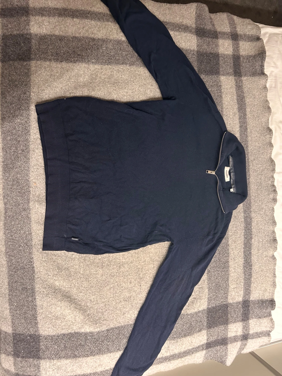 Marinblå half zip polotröja Jack & Jones